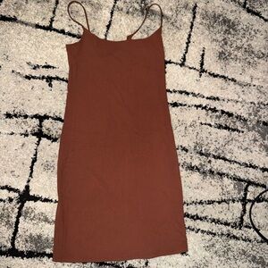 Abercrombie & Fitch Rust-Brown Ribbed Slip Dress